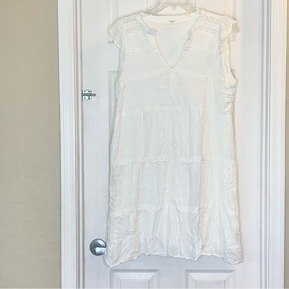 Maurice’s White Crochet V Neck Mini Dress Size Large - Picture 2 of 11